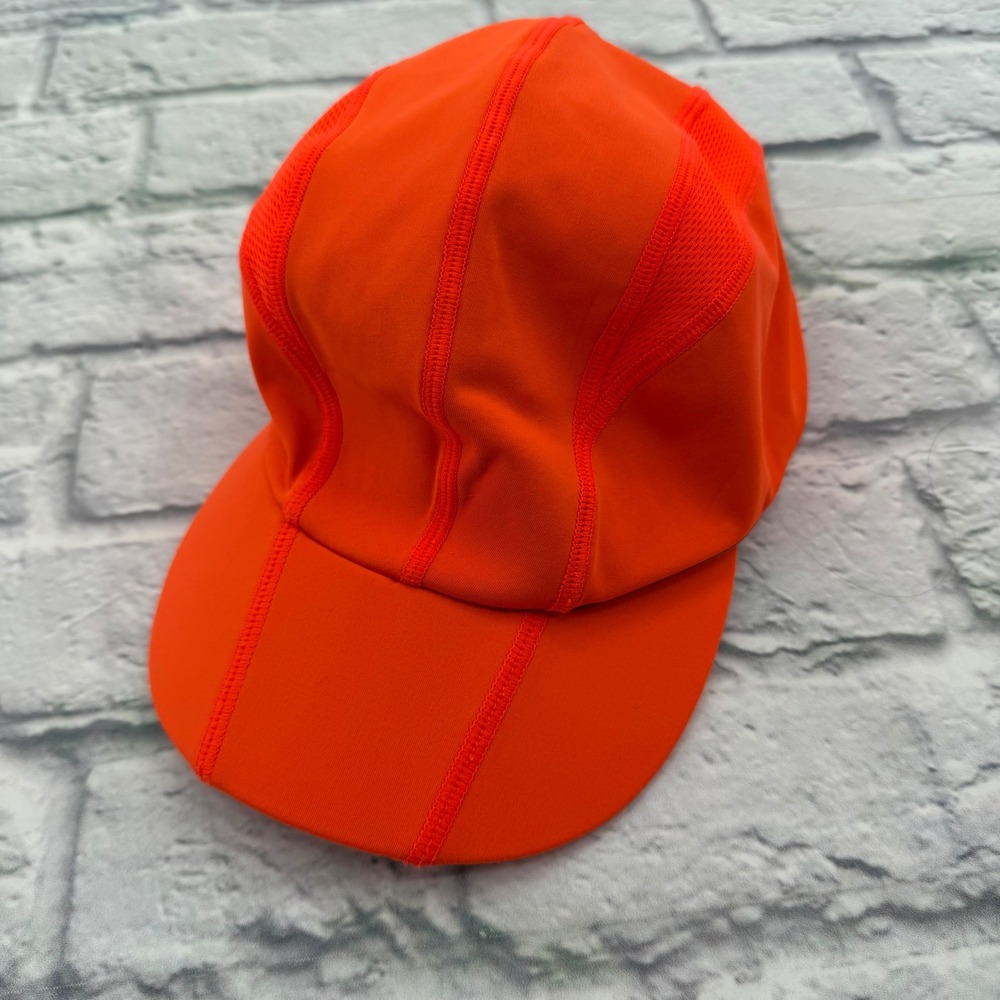 Athleta Supersonic Running Hat Womens One Size Orange Reflective Ponytail Port
